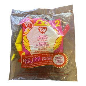 TY Teenie Beanie Baby #2 slither the snake McDonalds Toy 2000 New Vintage